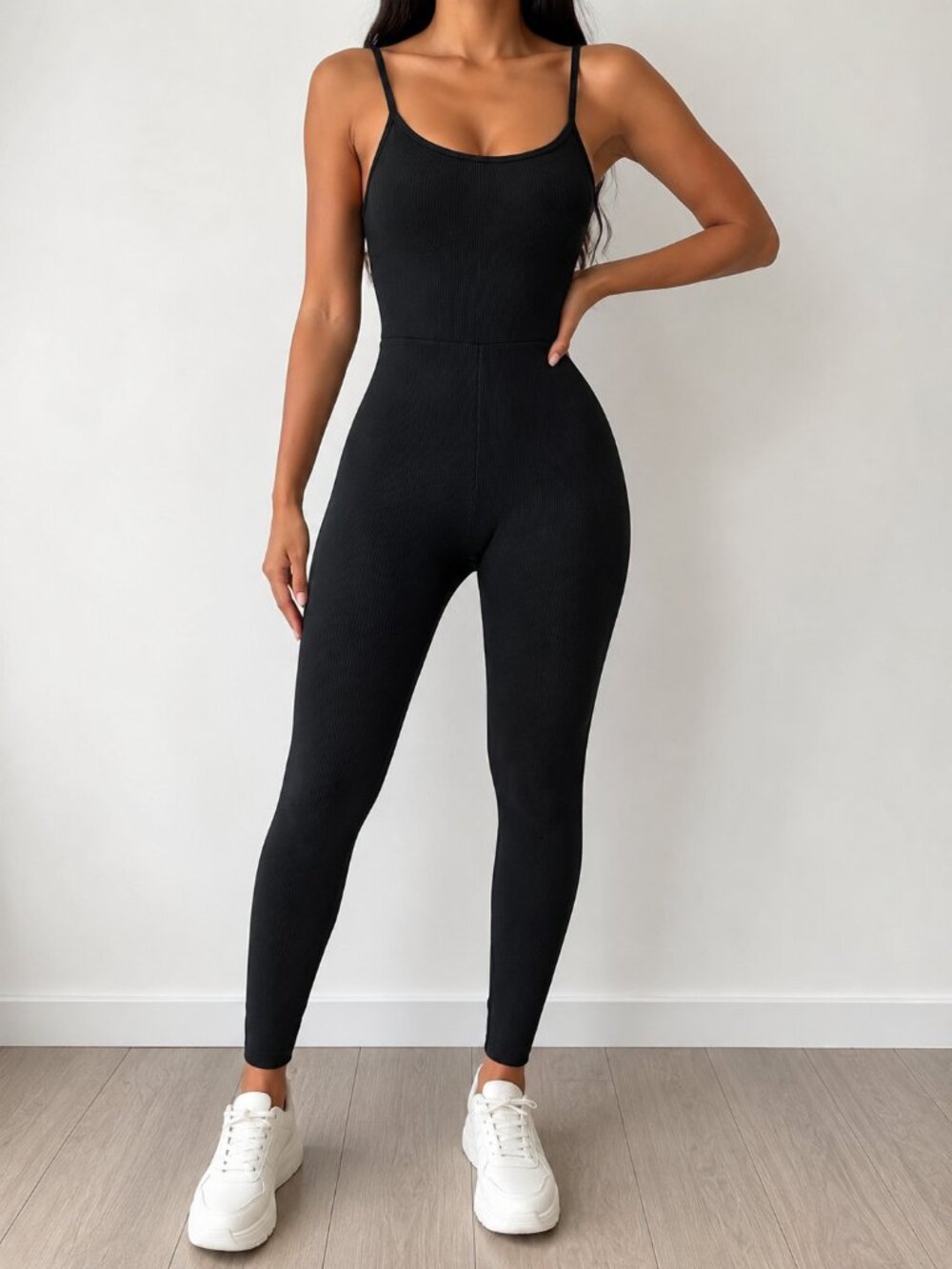 **Wild Fable by Target Black Ribbed Active Jumpsuit | Size [Small]**